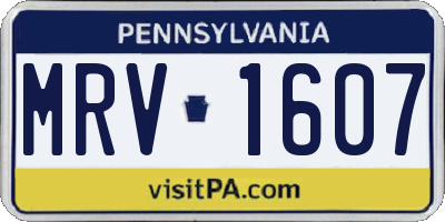 PA license plate MRV1607