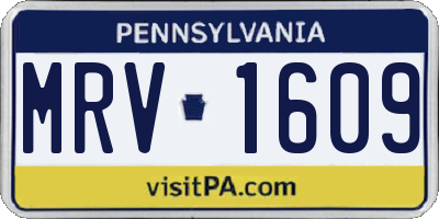 PA license plate MRV1609