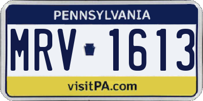 PA license plate MRV1613