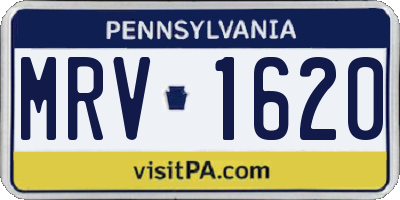 PA license plate MRV1620