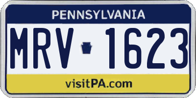 PA license plate MRV1623