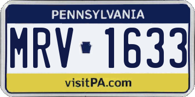PA license plate MRV1633
