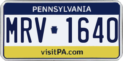 PA license plate MRV1640