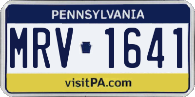 PA license plate MRV1641