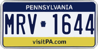 PA license plate MRV1644