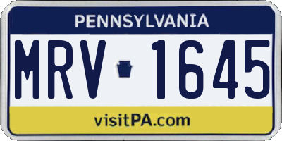 PA license plate MRV1645