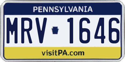 PA license plate MRV1646