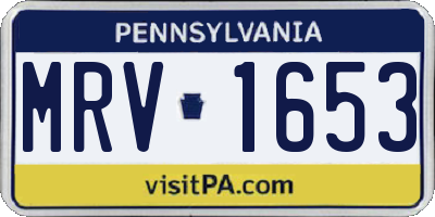 PA license plate MRV1653