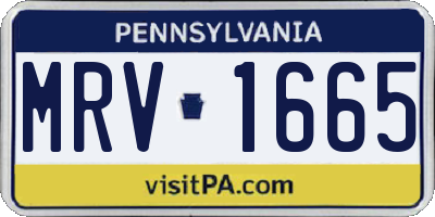 PA license plate MRV1665