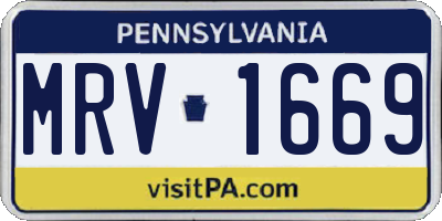 PA license plate MRV1669