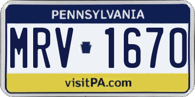 PA license plate MRV1670