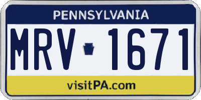 PA license plate MRV1671