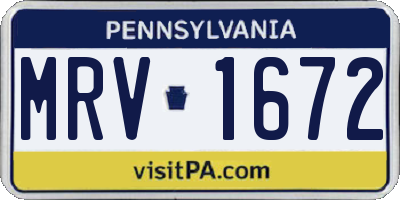 PA license plate MRV1672