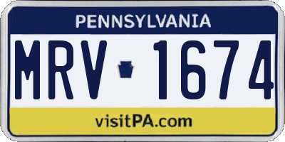 PA license plate MRV1674
