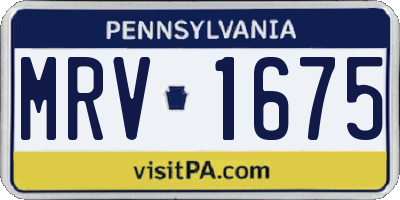 PA license plate MRV1675