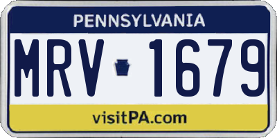 PA license plate MRV1679