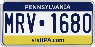 PA license plate MRV1680