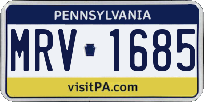 PA license plate MRV1685