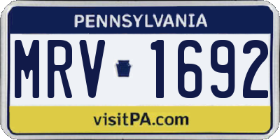 PA license plate MRV1692