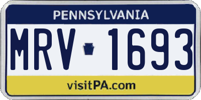 PA license plate MRV1693