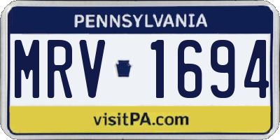 PA license plate MRV1694