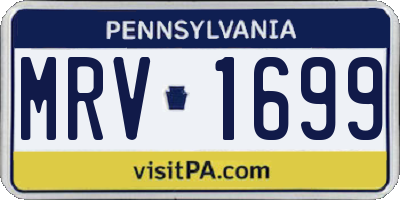 PA license plate MRV1699