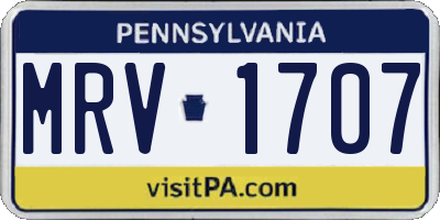PA license plate MRV1707