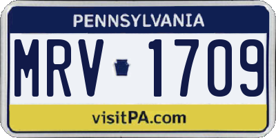PA license plate MRV1709