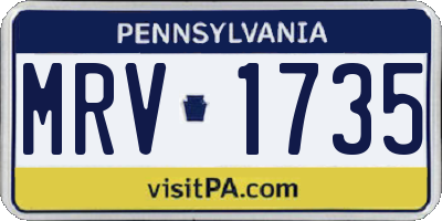 PA license plate MRV1735