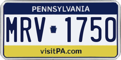 PA license plate MRV1750
