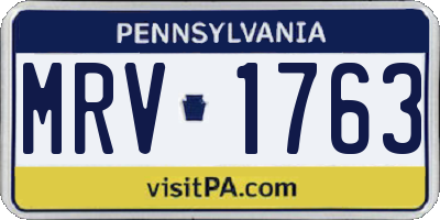 PA license plate MRV1763
