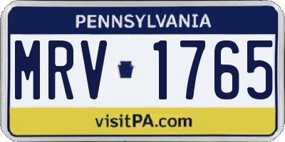 PA license plate MRV1765