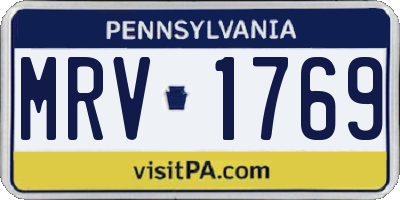 PA license plate MRV1769
