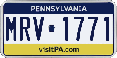 PA license plate MRV1771