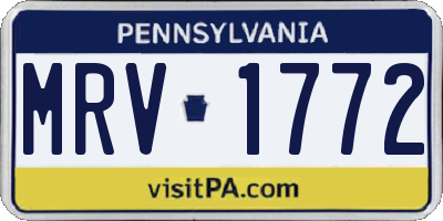 PA license plate MRV1772