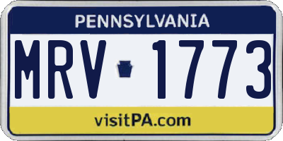 PA license plate MRV1773