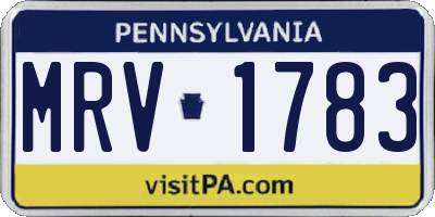 PA license plate MRV1783