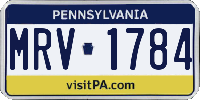 PA license plate MRV1784