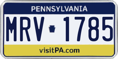 PA license plate MRV1785