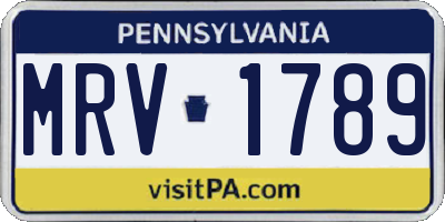 PA license plate MRV1789