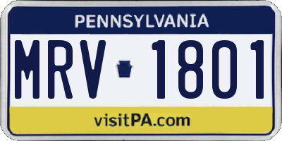 PA license plate MRV1801