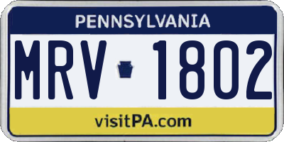 PA license plate MRV1802