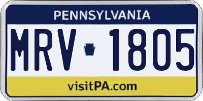 PA license plate MRV1805