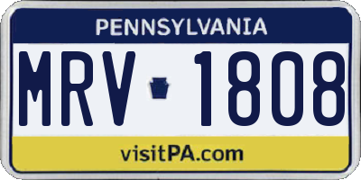PA license plate MRV1808