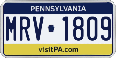 PA license plate MRV1809