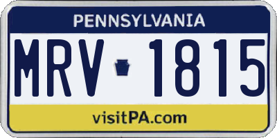 PA license plate MRV1815