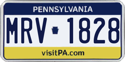 PA license plate MRV1828