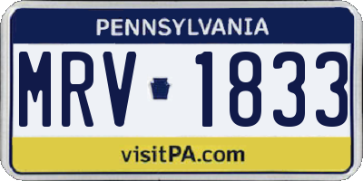 PA license plate MRV1833