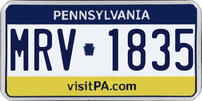 PA license plate MRV1835
