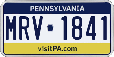 PA license plate MRV1841